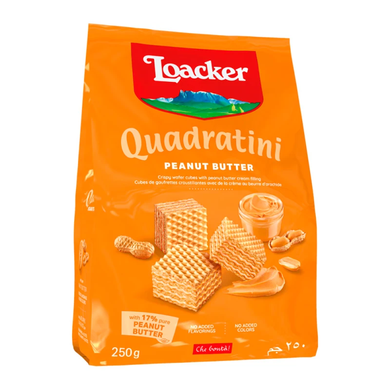 Biscoito Wafer Loacker Quadratini Manteiga de Amendoim 250G