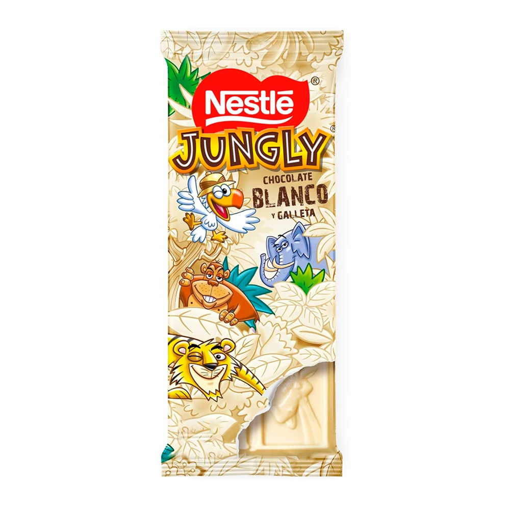 Barra Chocolate Nestle Jungly Branco e Biscoito 90G