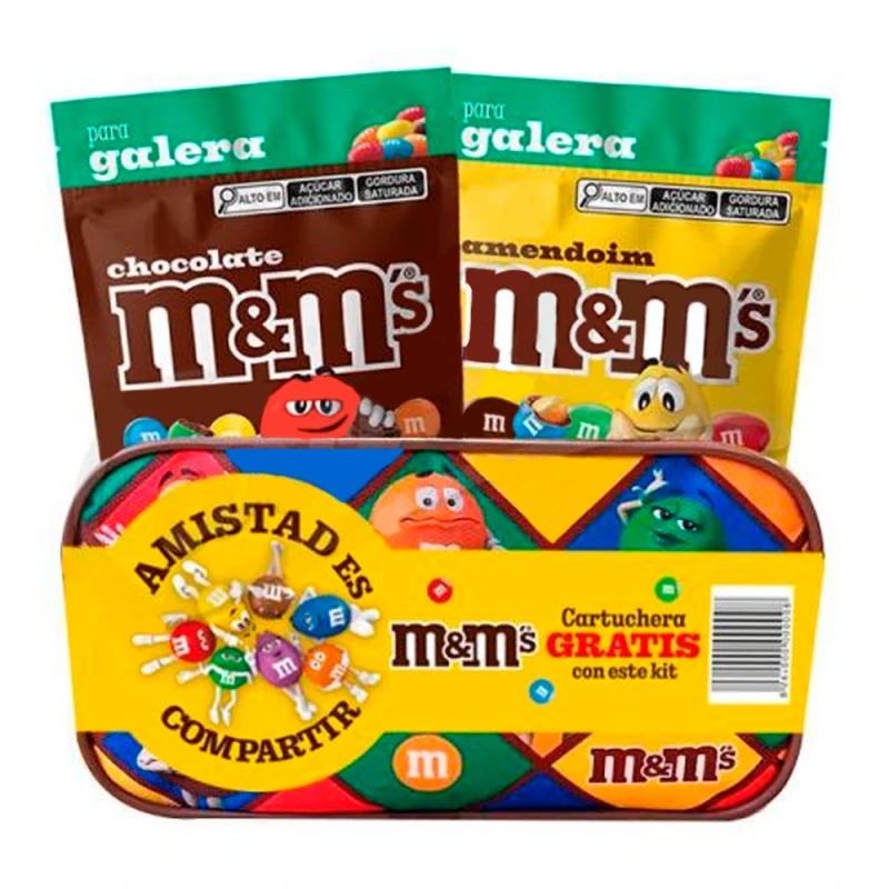 M&M Kit Amendoim + Chocolate Com Estojo
