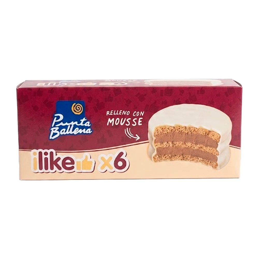 Alfajor Punta Ballena Ilike Branco Com Recheio de Mousse Caixa 6X55G