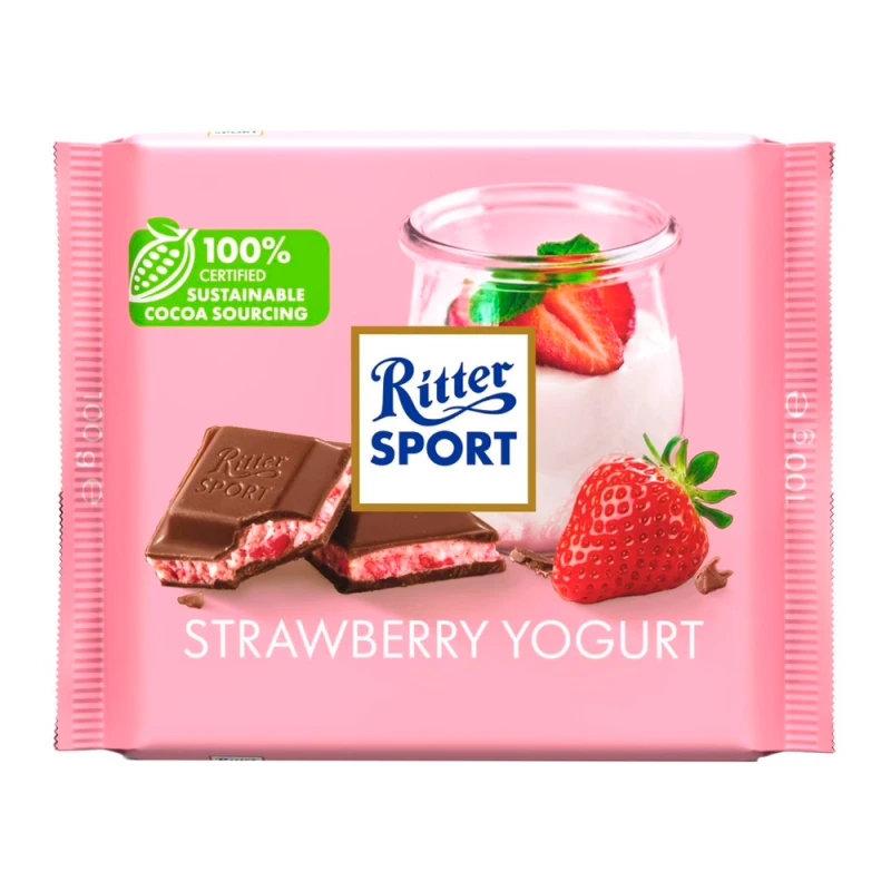 Barra Chocolate Ritter Sport Morango e Yogurt 100G