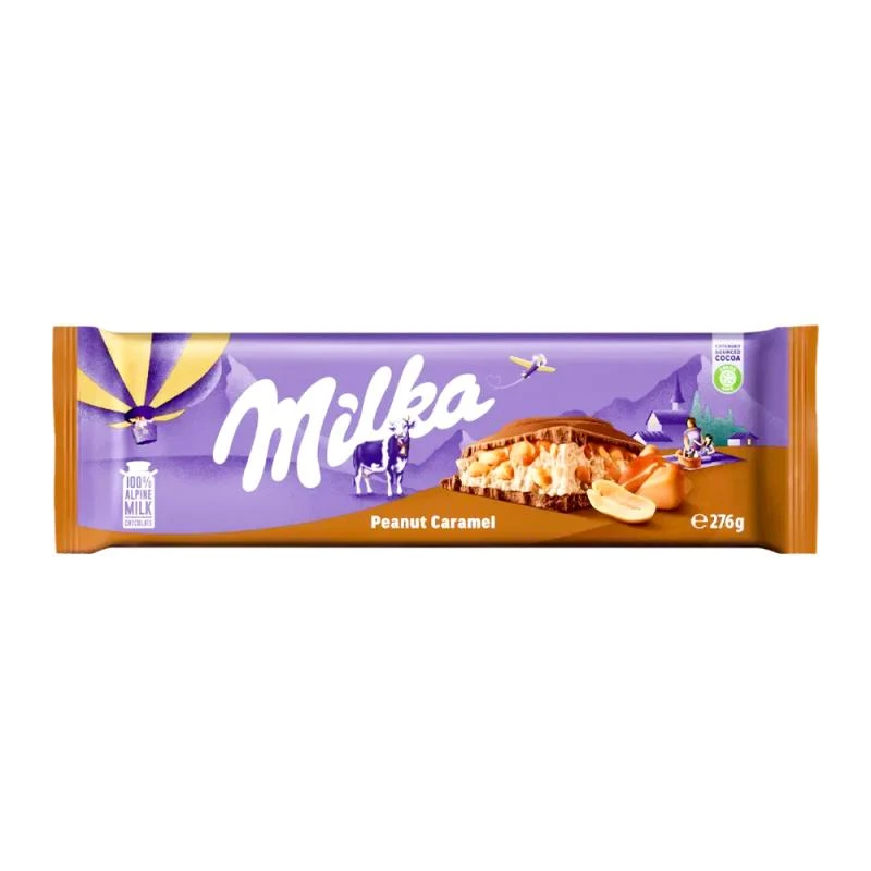 Barra Chocolate Milka Ao Leite Recheio Amendoim e Caramelo 276G