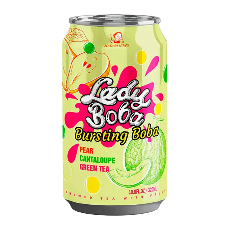 Chá Verde de Bolhas Madam Hong Pera e Melão Lata 320Ml