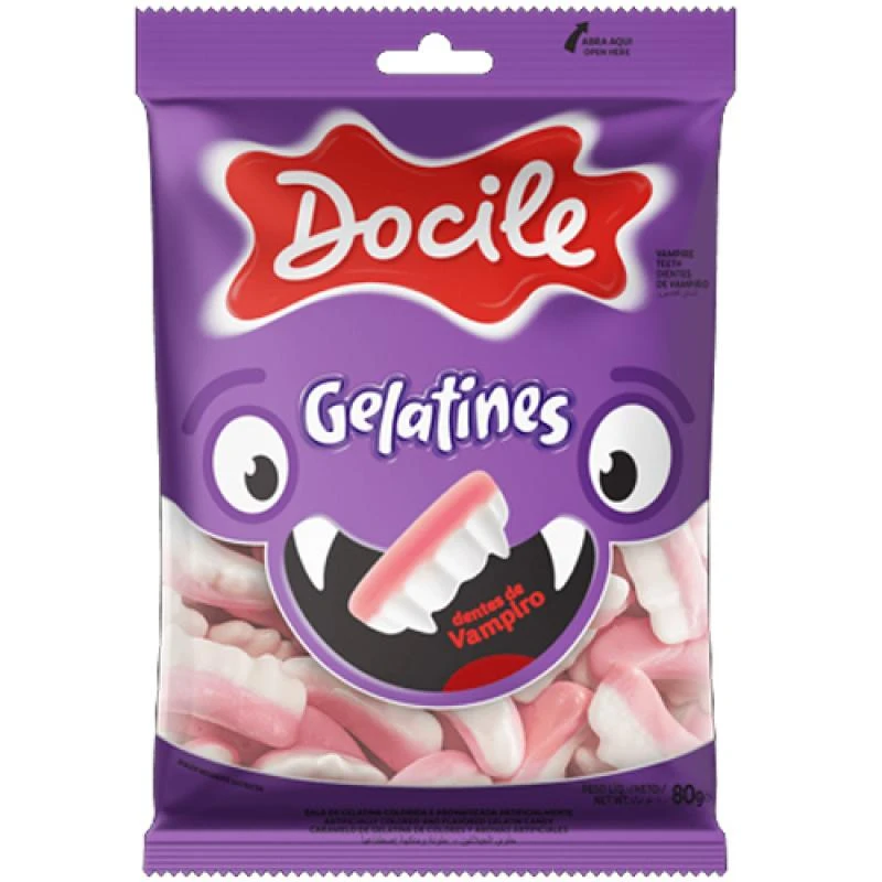 Bala de Gelatina Docile Dentadura 80G