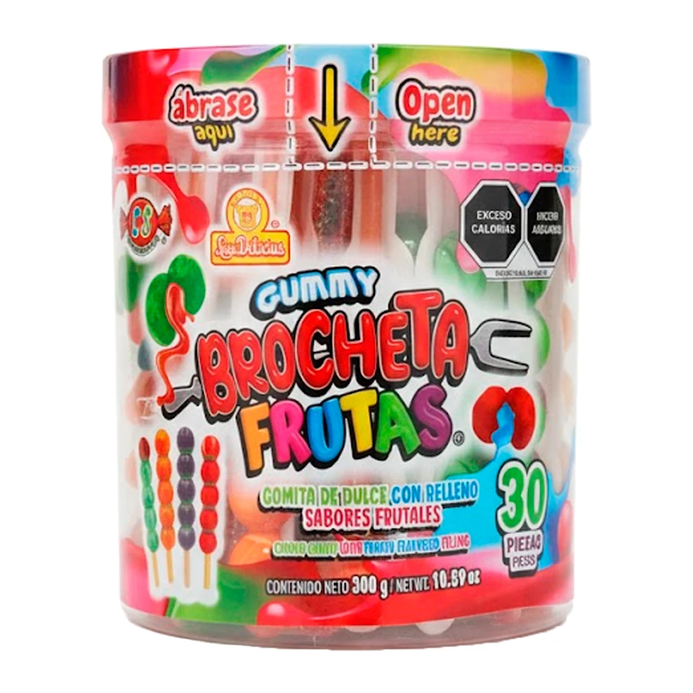 Bala Gelatina Las Delicias Gummy Brocheta Frutal 300G