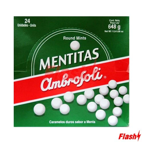 Bala Menta Mentitas Ambrosoli Tradicional Caixa Com 24 Unidades