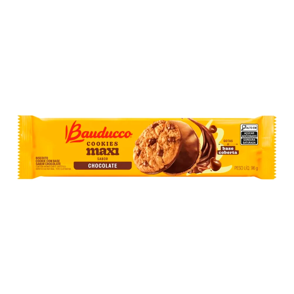 Biscoito Bauducco Cookies Maxi Recheado De Chocolate Pacote 96G