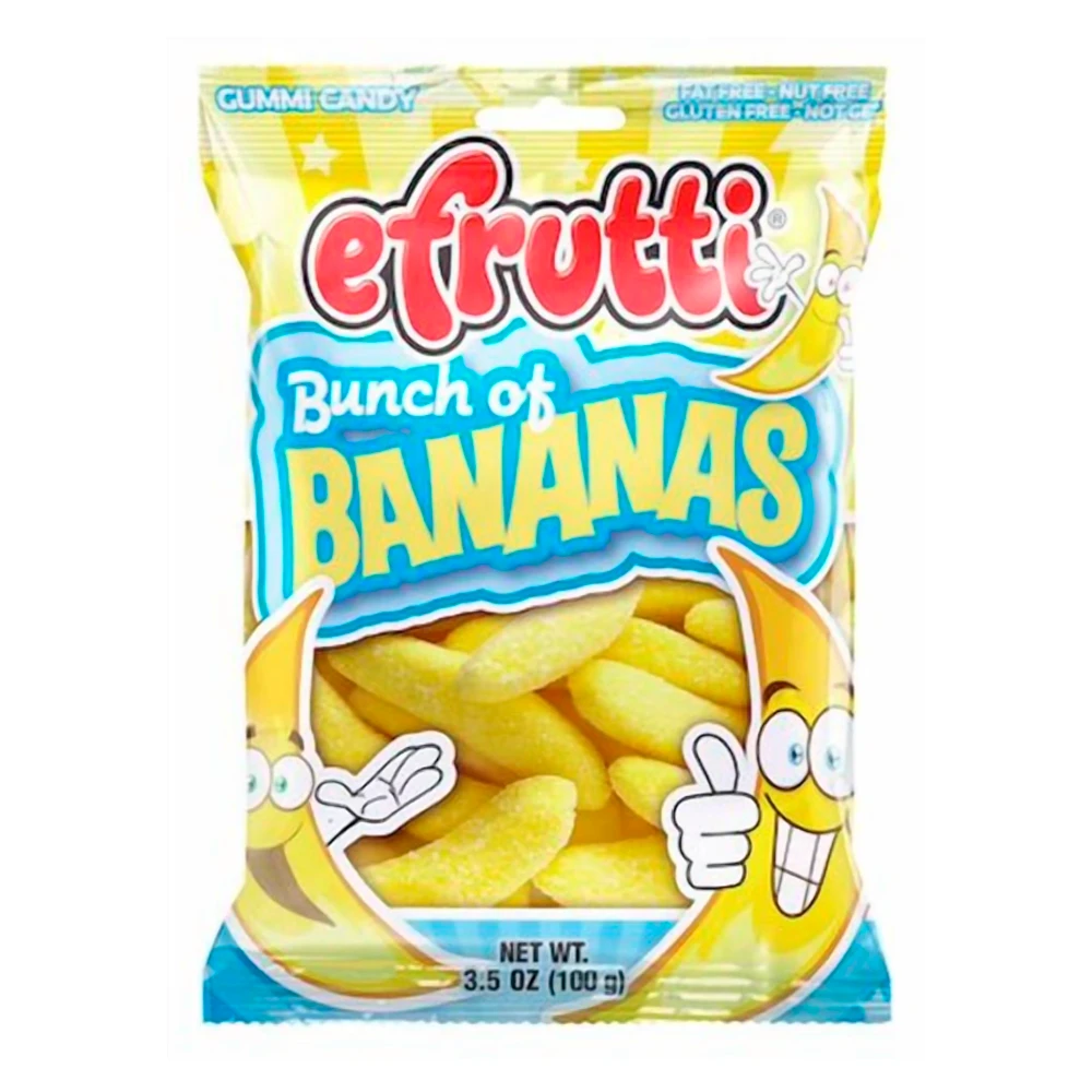 Bala de Gelatina Efrutti Gummi Banana Pacote 100G