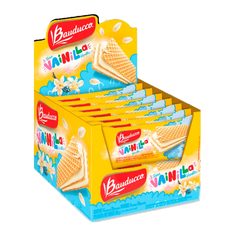 Biscoito Mini Wafer Bauducco Baunilha Caixa 14X30G