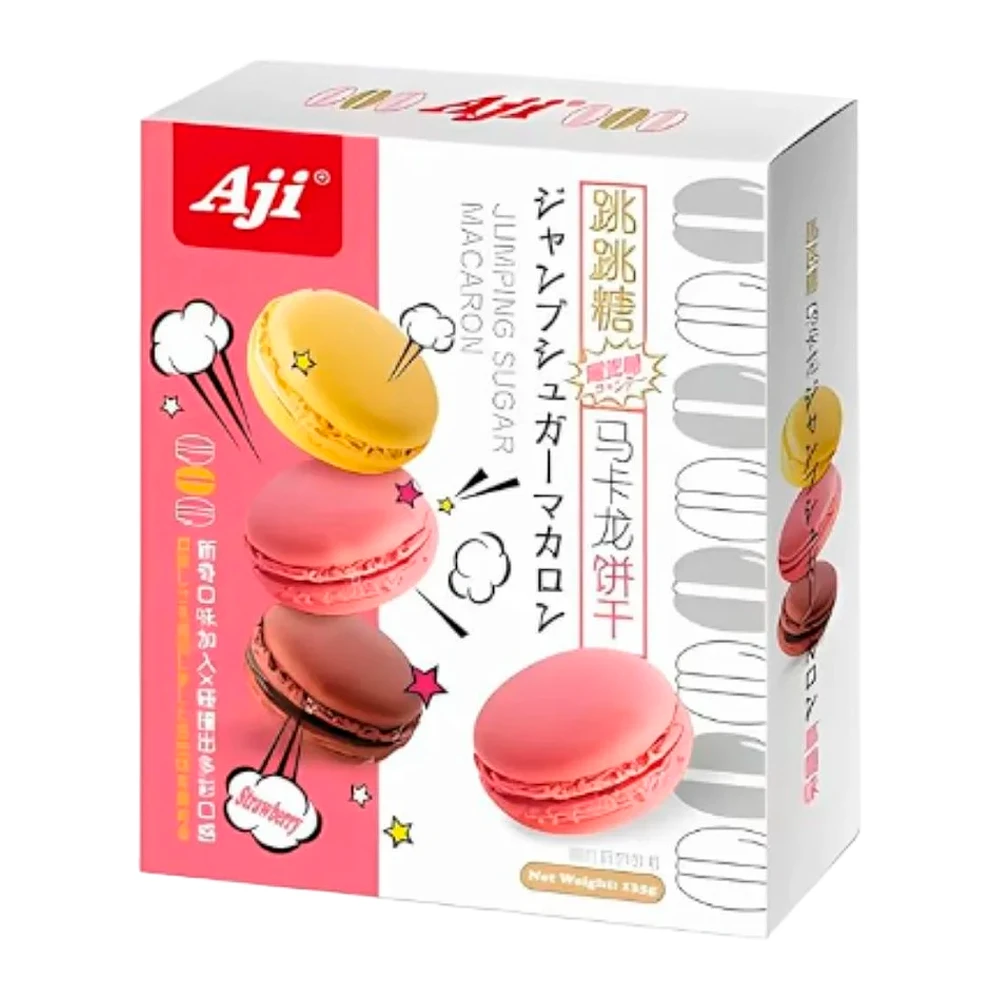 Bolacha Kekbis Macarons Morango com Bala Explosiva Caixa 133G