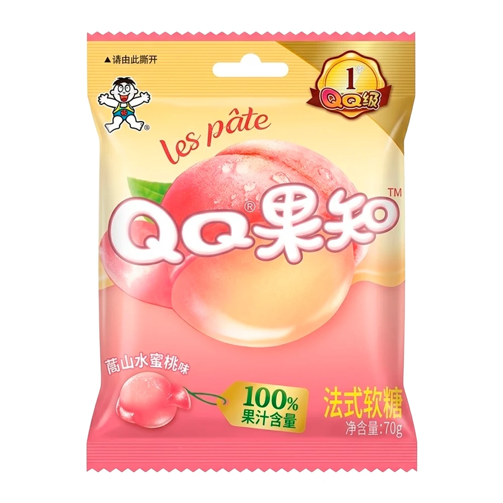 Bala de Gelatina QQ Sabor Pêssego Pelável Pacote 70G
