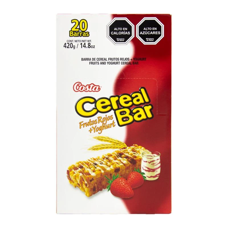 Barra Cereal Costa Frutas Vermelhas + Iogurte Caixa Com 20 Unidades