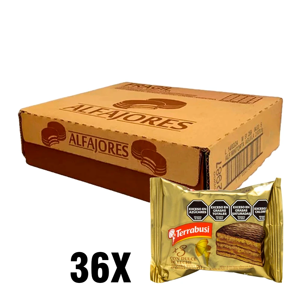 Alfajor Terrabusi Triplo Recheado Doce de Leite Caixa Com 36 Unidades X 70Gr