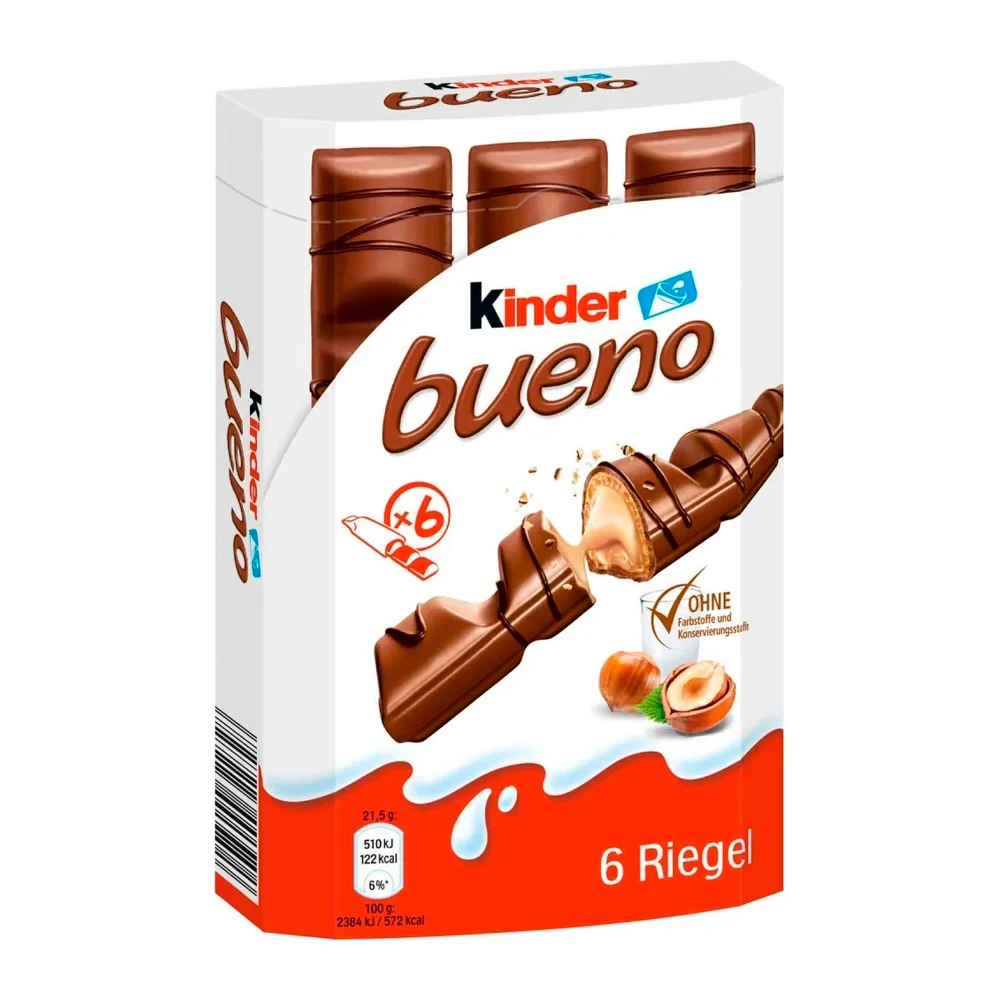 Chocolate Kinder Bueno 6 Unidades Caixa 129G