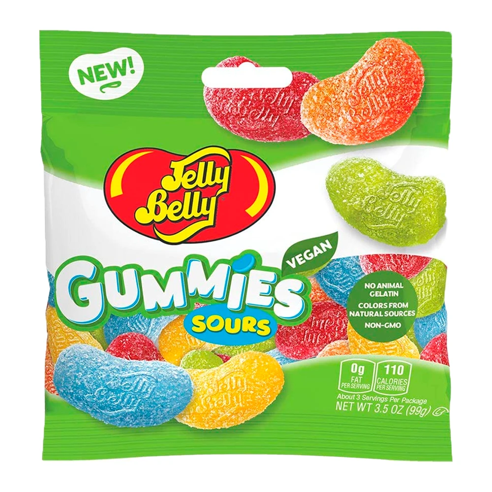 Bala de Gelatina Jelly Belly Sour Vegan Pacote 99G