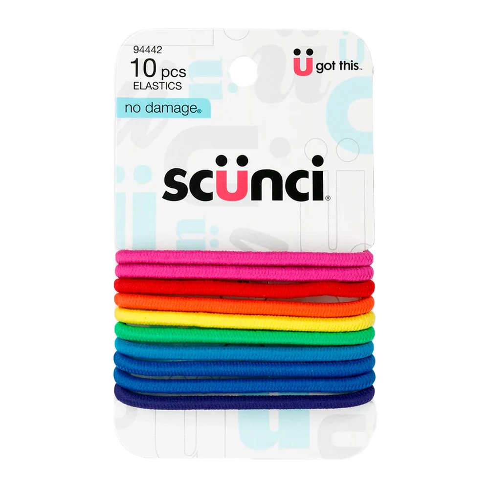 Elástico de Cabelo Scunci Colorido Com 10 Unidades