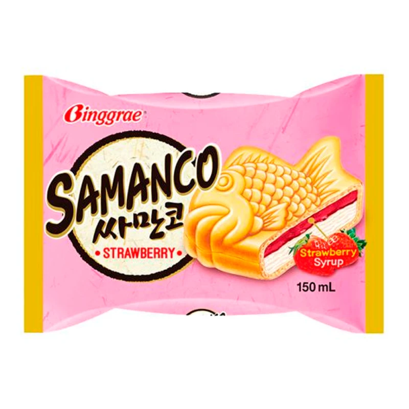 Sorvete Binggrae Samanco Morango Sanduíche 150Ml