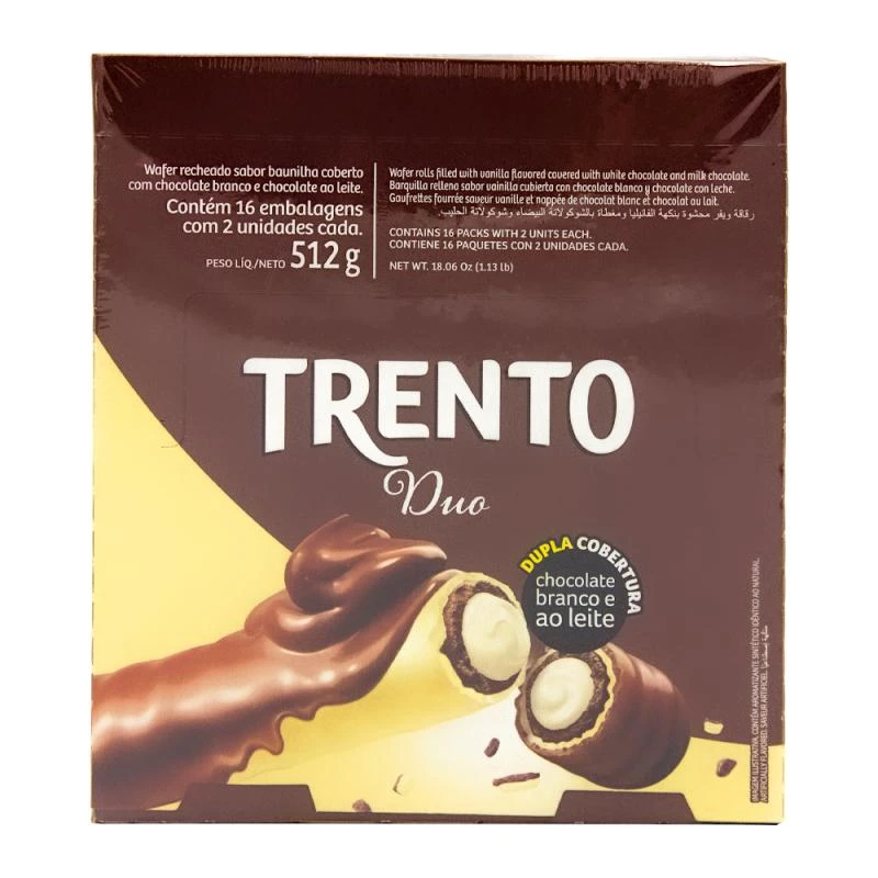Chocolate Peccin Trento Duo Ao Leite e Branco Caixa 16X29G
