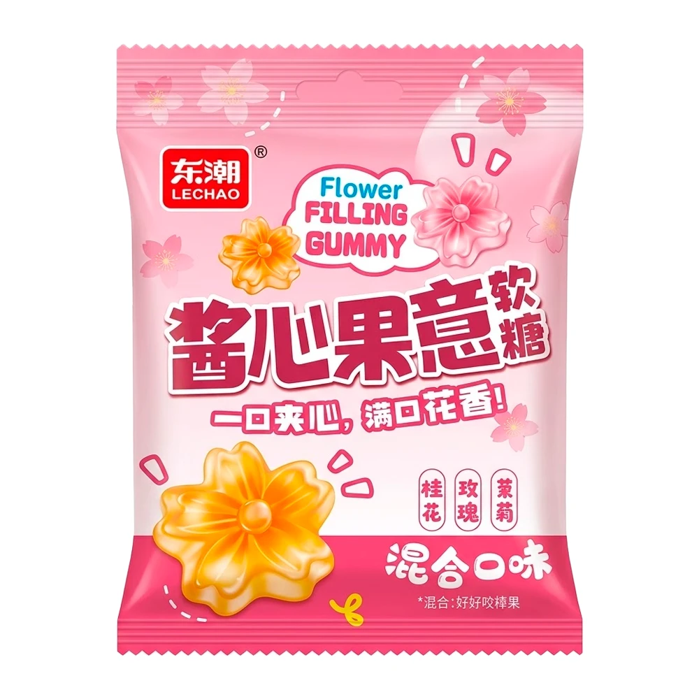 Bala de Gelatina Lechao Flores Sortido Pacote 80G