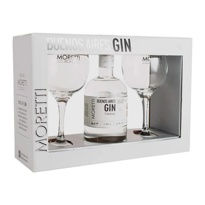 Gin Moretti Buenos Aires Kit 1 Garrafa 700Ml + 2 Taça Personalizado