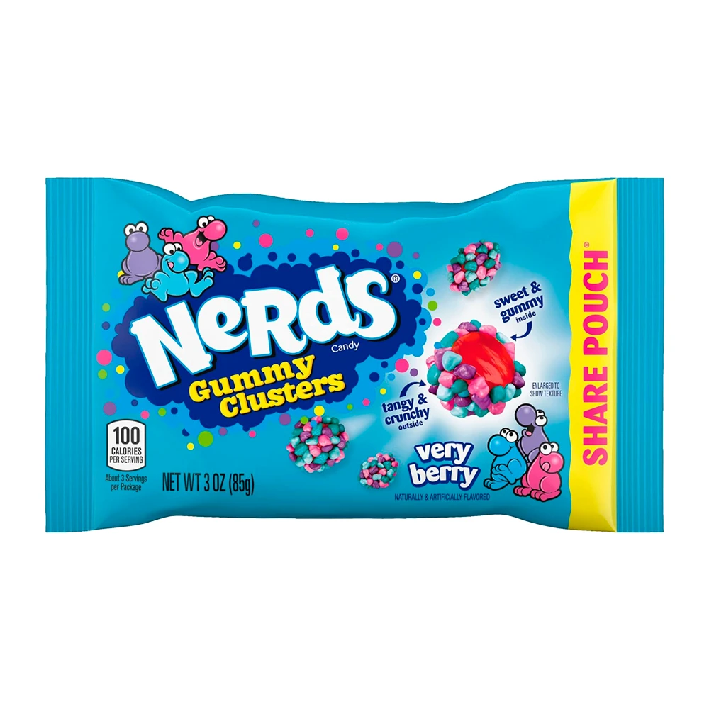 Bala Gelatina Wonka Nerds Gummy Clusters Berry Pacote 3Oz 85G