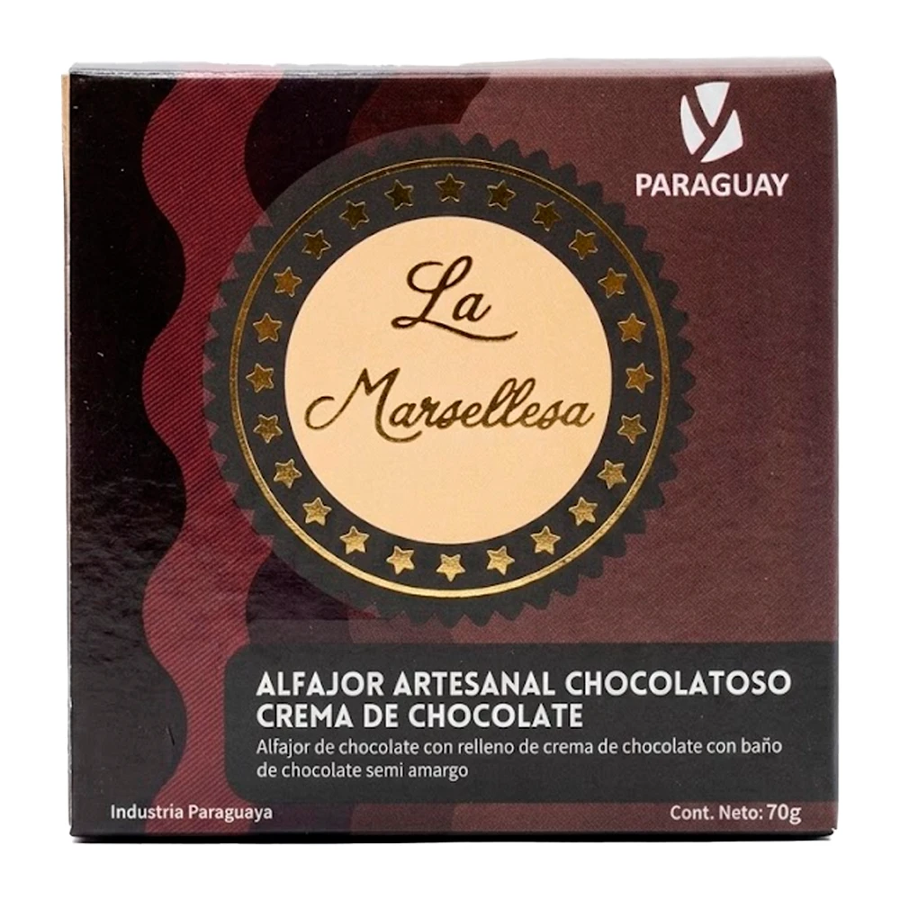 Alfajor Artesanal Py La Marsellesa Chocolatoso Recheio Creme de Chocolate Cobertura Chocolate Semi Amargo 70G