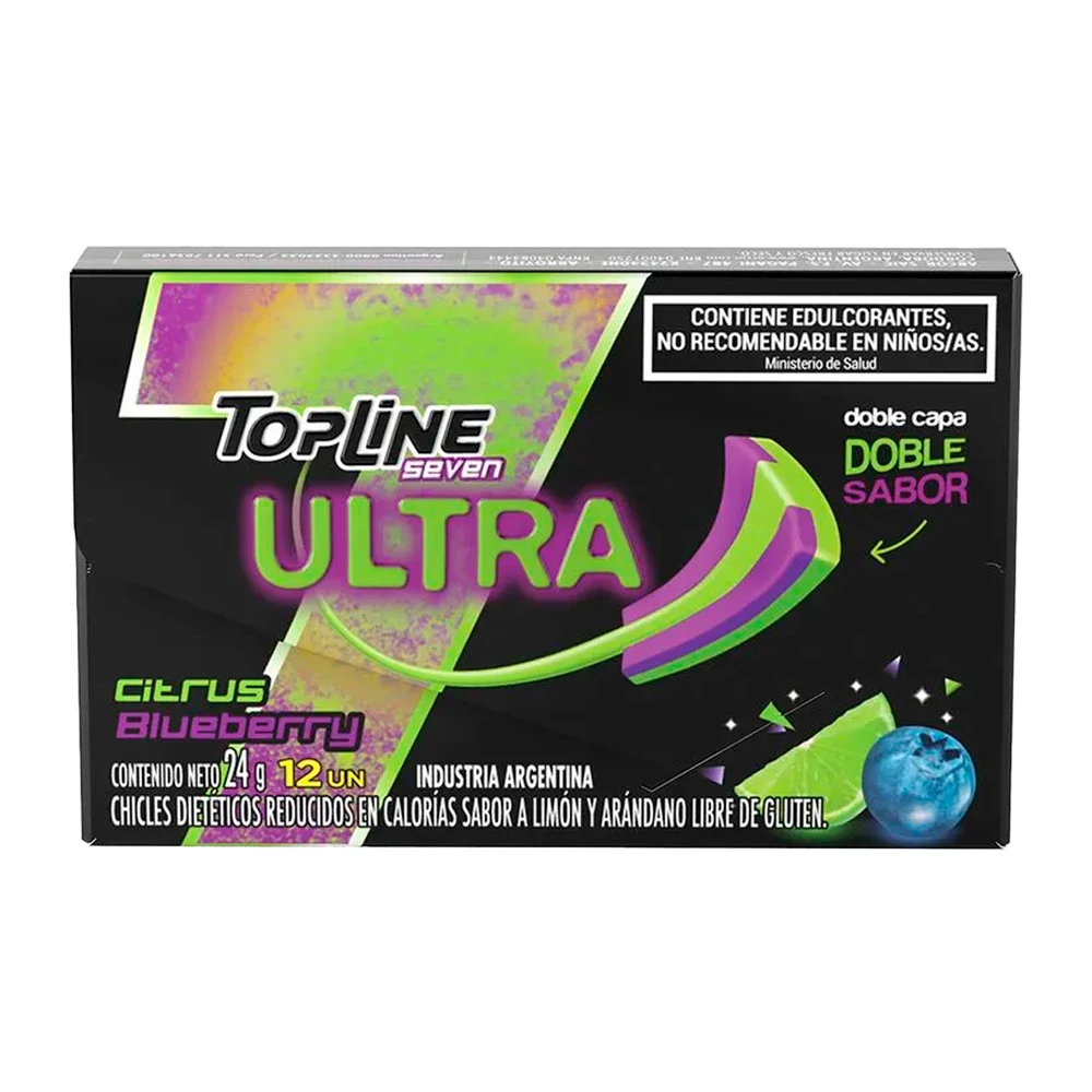 Chiclete Arcor Topline Seven Citrus Blueberry 12 Stick 24G