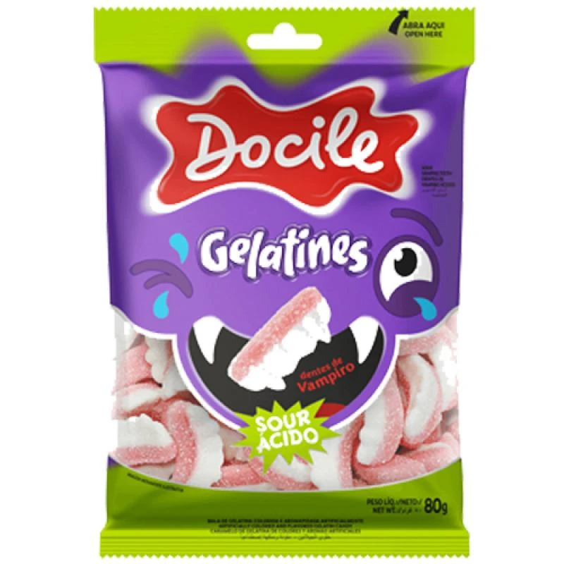 Bala de Gelatina Docile Dentadura Cítrica 80G